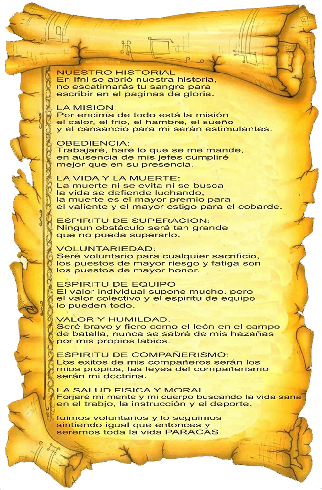 Oración - Gritos e Ideario
Ideario paracaidista escrito en un pergamino