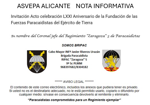 NOTA INFORMATIVA LXXI ANIVERASIRO FUERZAS PARACAIDISTAS